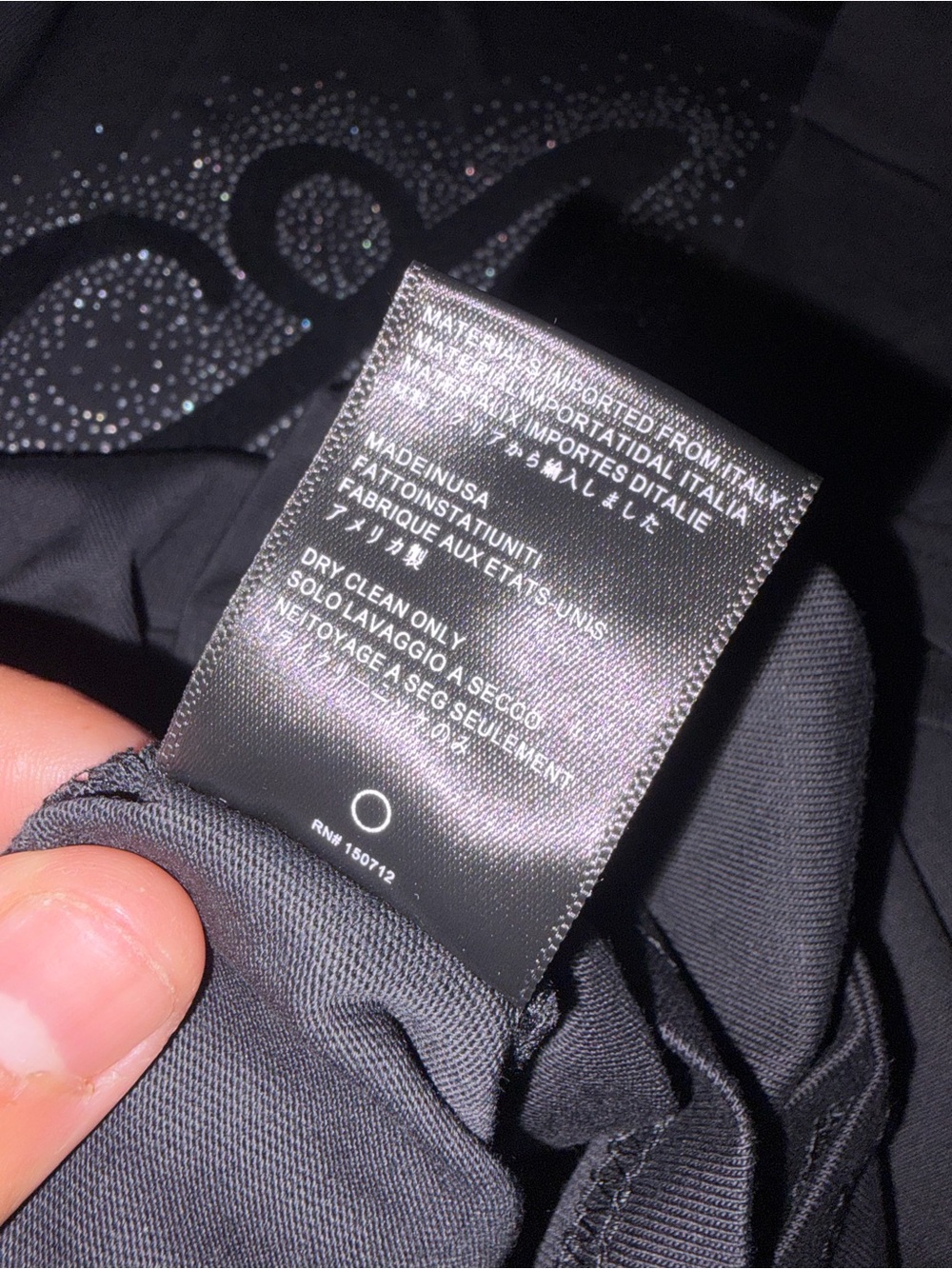 AMIRI Black Adult Tee with Rhinestone Script - Picture 4 of 4